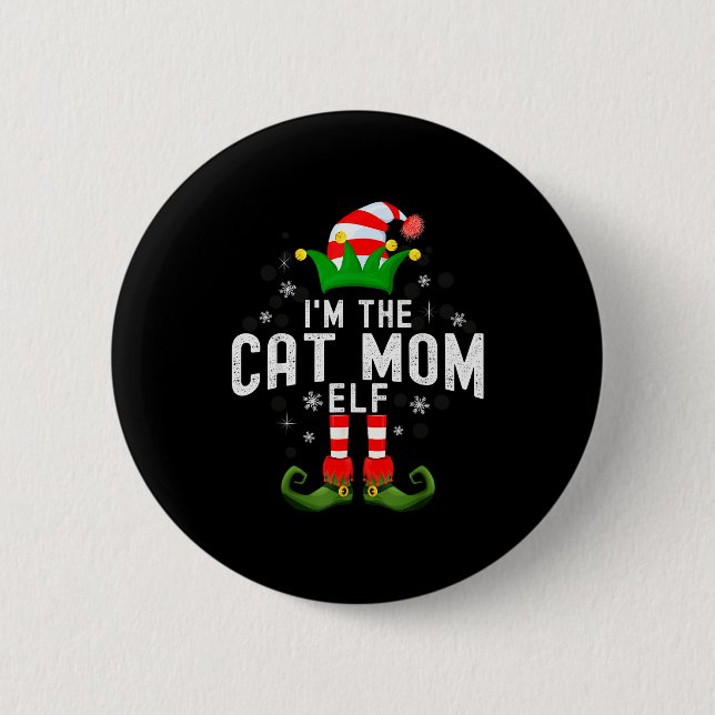 Badge Rond 5 Cm I'm The Cat Mom Elf Christmas Family Pjs Costume  (Devant)