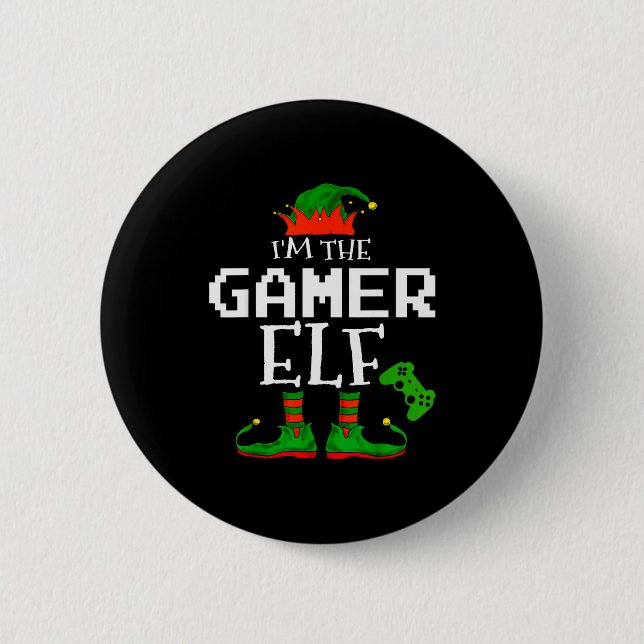 Badge Rond 5 Cm I'm The Gamer Elf Family Matching Gaming Christmas (Devant)