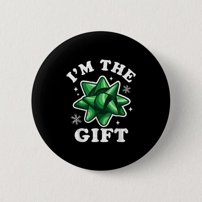 Badge Rond 5 Cm I'm The Gift - Drôle laide pull de Noël - Noël (Devant)
