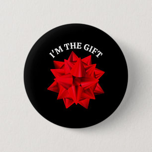 Badge Rond 5 Cm "I'm The Gift" Surdimensionné Red Bow Fun Christma