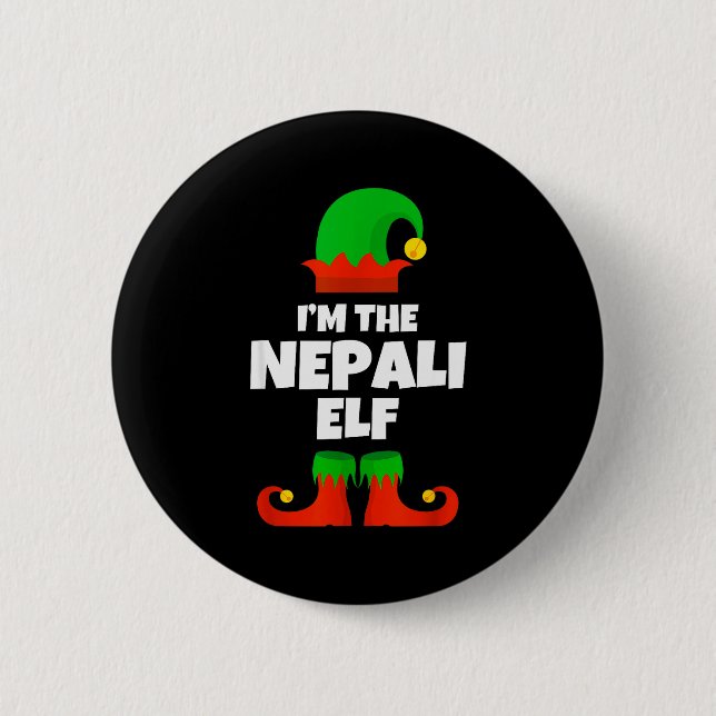 Badge Rond 5 Cm I'm The Nepali Elf Family Pajama Christmas Funny N (Devant)
