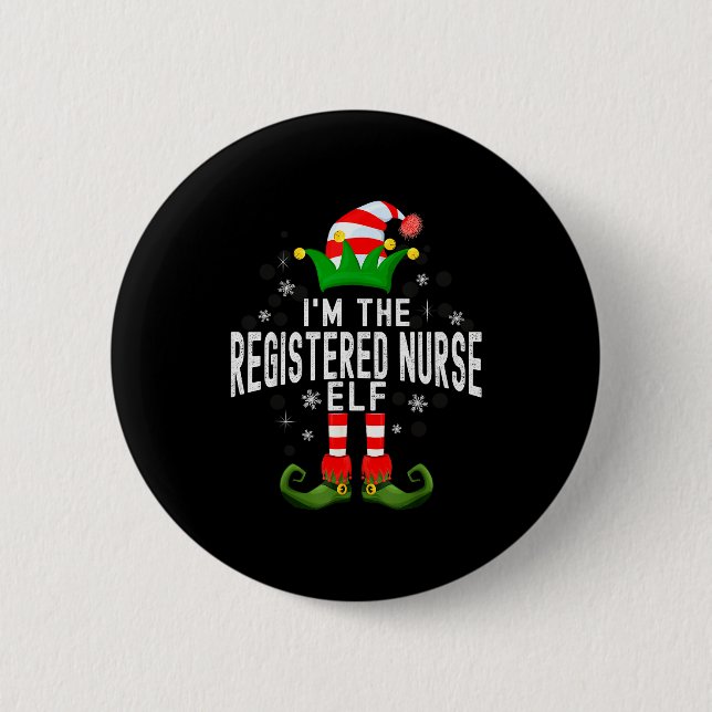 Badge Rond 5 Cm I'm The Registered Nurse Elf Christmas Family Pjs  (Devant)