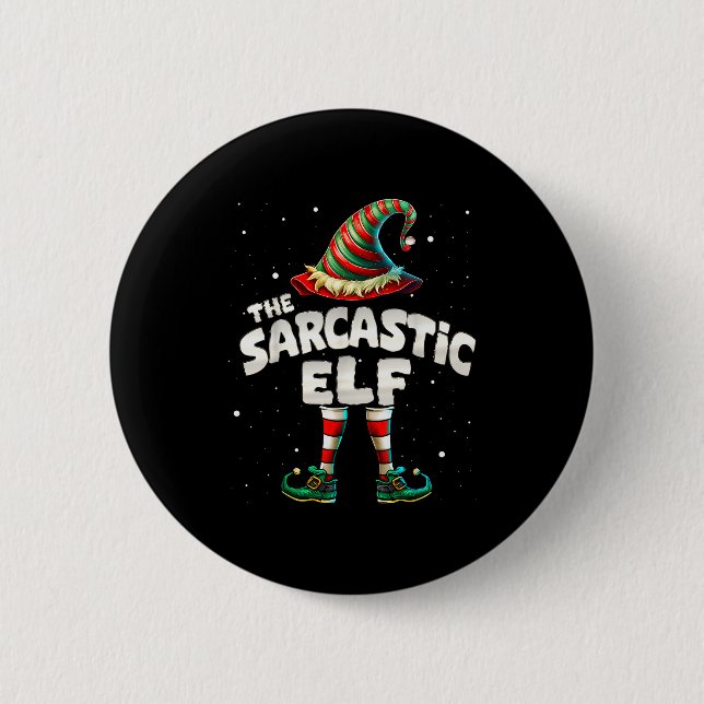 Badge Rond 5 Cm I'm The Sarcastic Elf Family Matching Group Christ (Devant)