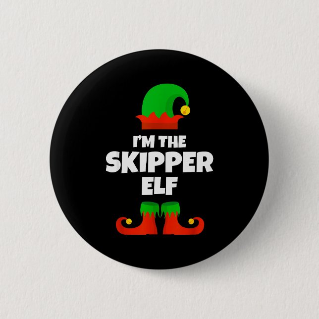 Badge Rond 5 Cm I'm The Skipper Elf Family Pajama Christmas Funny  (Devant)