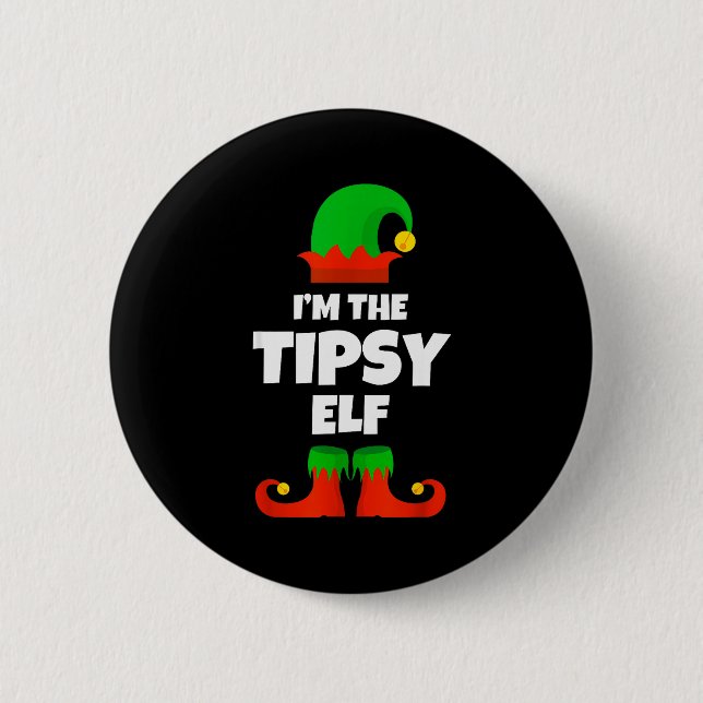Badge Rond 5 Cm I'm The Tipsy Elf Family Pajama Christmas Funny  (Devant)