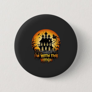 Badge Rond 5 Cm Im Witch Maison Hantée Pleine Lune Citrouilles
