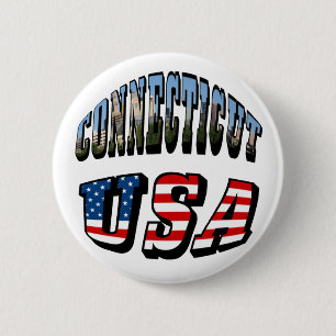 Badge Rond 5 Cm Image Connecticut et texte d'indicateur USA