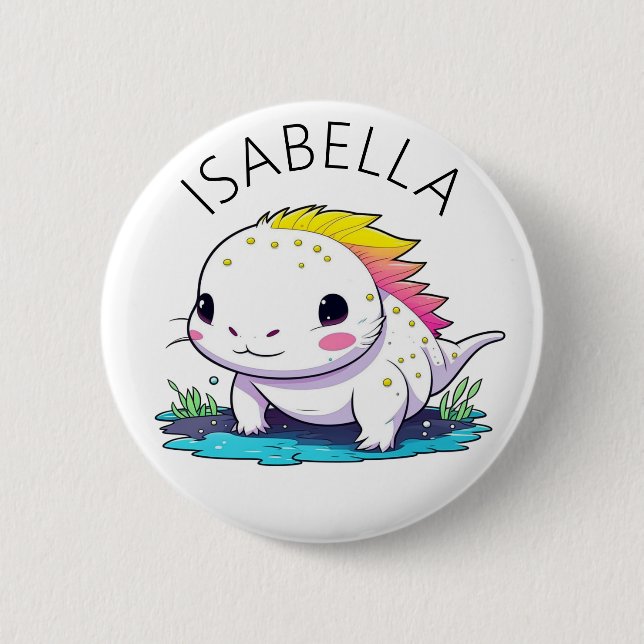 Badge Rond 5 Cm Image Cute Kawaii Axolotl Personnalisée (Devant)