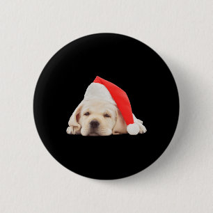 Badge Rond 5 Cm Image de chiot labrador jaune avec un chapeau de P