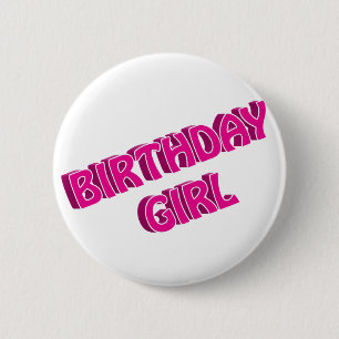 Badge Rond 5 Cm Image de texte rose fille anniversaire