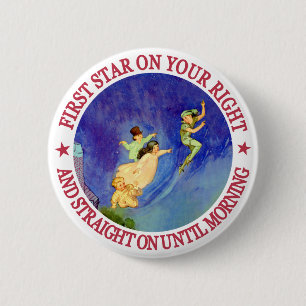 BADGE ROND 5 CM IMAGE ICONIQUE DE PETER PAN