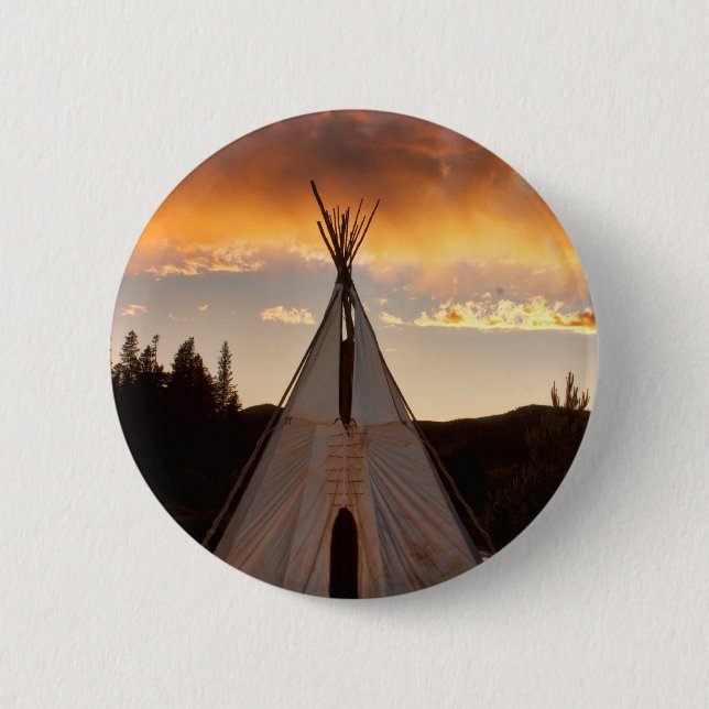 Badge Rond 5 Cm Image indienne de verticale de coucher du soleil (Devant)