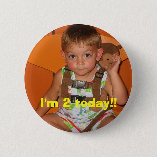 Badge Rond 5 Cm Image, j'ai 2 ans aujourd'hui ! ! (Devant)