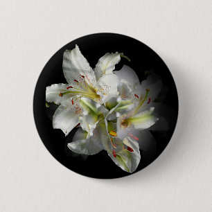 Badge Rond 5 Cm Imaginaire blanc Lilies