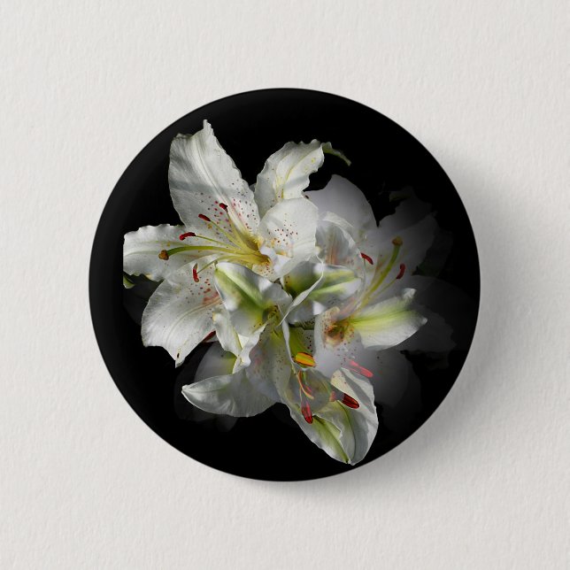 Badge Rond 5 Cm Imaginaire blanc Lilies (Devant)