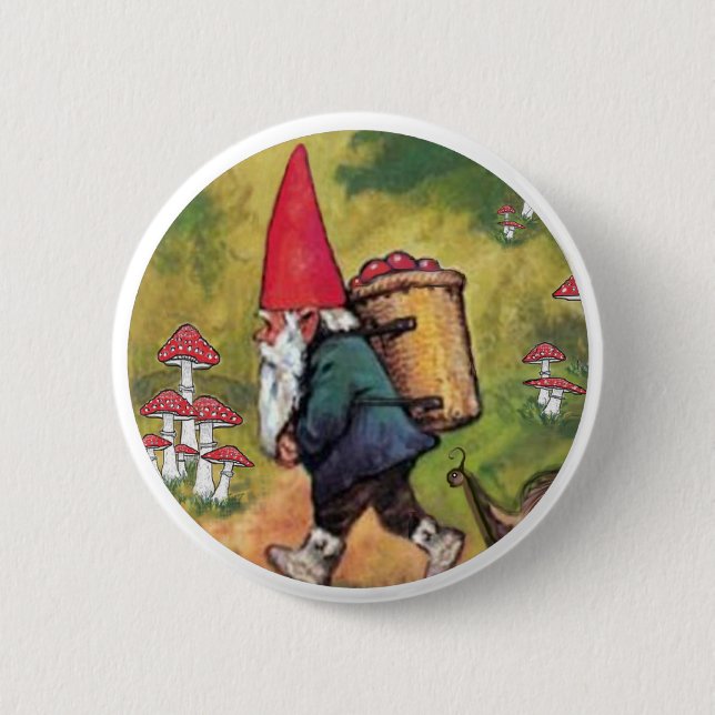Badge Rond 5 Cm Imaginaire de champignons d'escargot de panier (Devant)