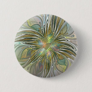 Badge Rond 5 Cm Imaginaire Floral Fleur Art Fractal Moderne Avec O