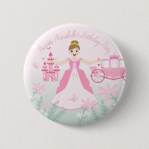 Badge Rond 5 Cm Imaginaire rose princesse fête d'anniversaire