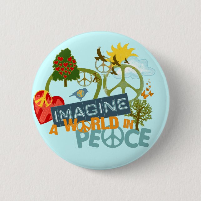 Badge Rond 5 Cm Imaginez la paix du monde (Devant)