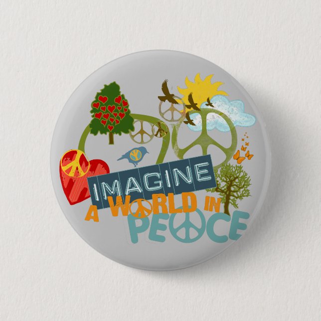 Badge Rond 5 Cm Imaginez la paix du monde (Devant)