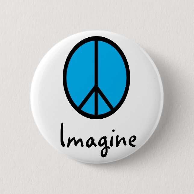 Badge Rond 5 Cm Imaginez le symbole de paix BLEU (Devant)