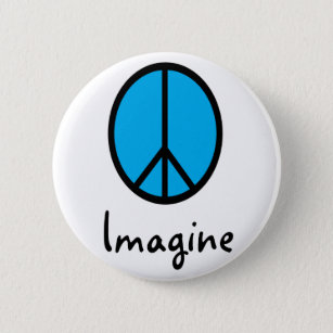 Badge Rond 5 Cm Imaginez le symbole de paix BLEU