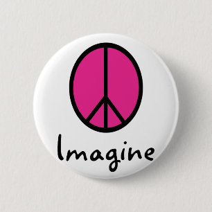Badge Rond 5 Cm Imaginez le symbole de PAIX ROSE