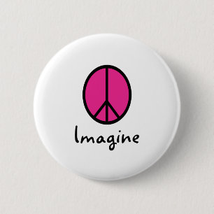 Badge Rond 5 Cm Imaginez le symbole PINK PEACE