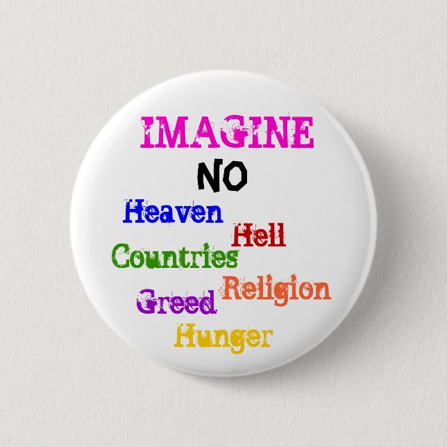 Badge Rond 5 Cm IMAGINEZ, NON, ciel, enfer, pays, religion,… (Devant)
