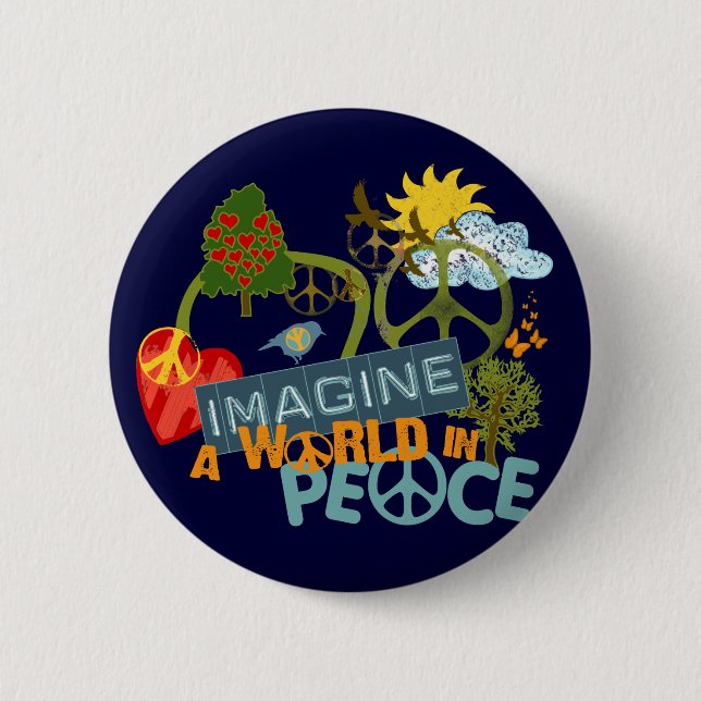 Badge Rond 5 Cm Imaginez un monde dans la paix (Devant)