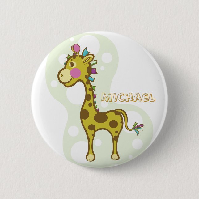 Badge Rond 5 Cm Imbécile le caractère de girafe (Devant)