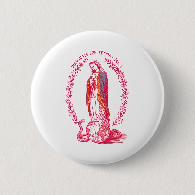 Badge Rond 5 Cm Immaculate Conception Dec 8 Virgin Mary Catholic D (Devant)
