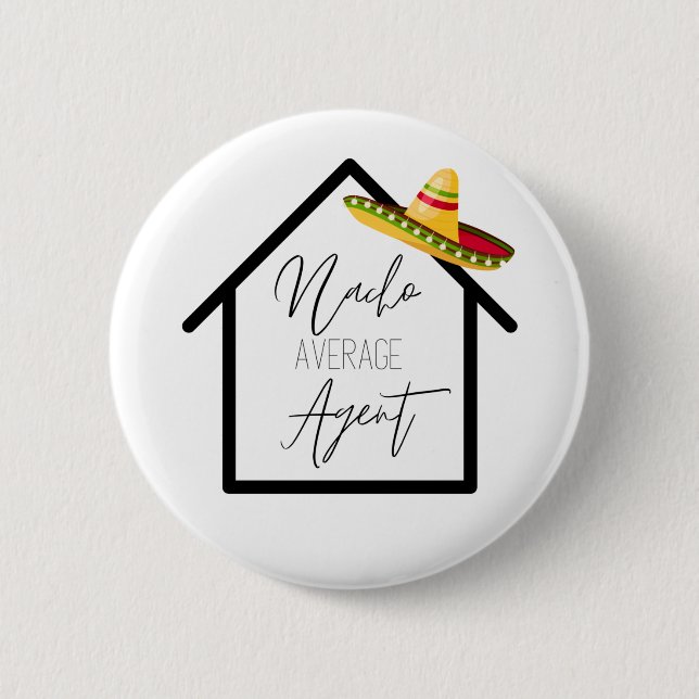 Badge Rond 5 Cm Immobilier Nacho Agent moyen Sombrero (Devant)