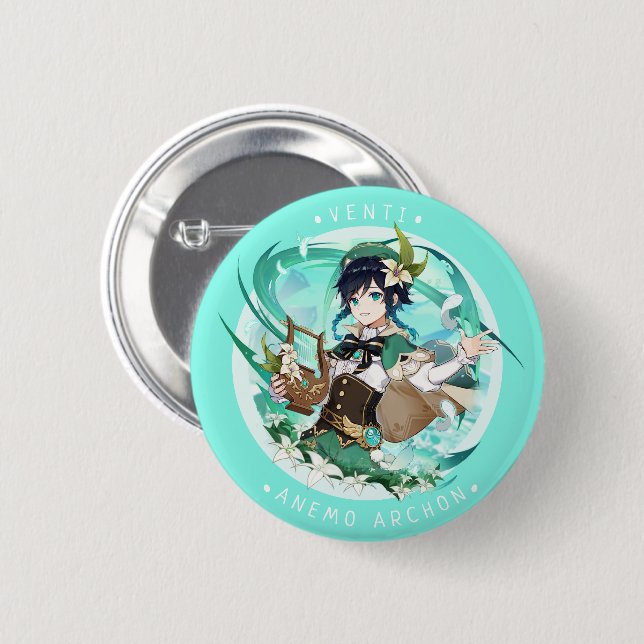 Badge Rond 5 Cm Impact Genshin : Venti Anemo Archon (Devant & derrière)