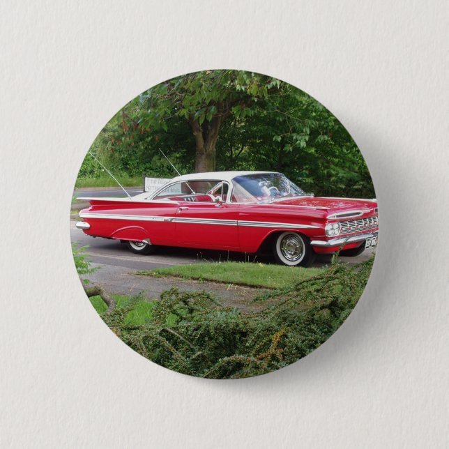 Badge Rond 5 Cm impala 1960 de rouge (Devant)