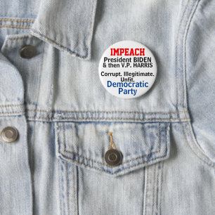 Badge Rond 5 Cm Impeach Démocrates Biden Harris MODIFIER LES NOMS