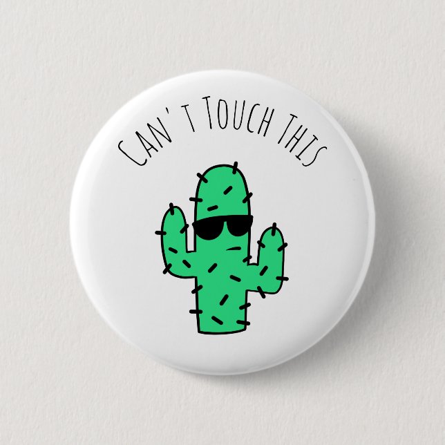Badge Rond 5 Cm Impossible de toucher ce Cool Cactus (Devant)