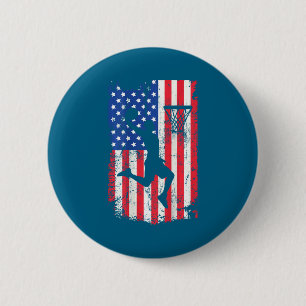 Badge Rond 5 Cm Impression au dos basket-ball usa drapeau américai