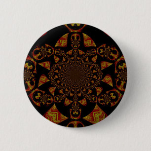 Badge Rond 5 Cm Impression d'art du kaléidoscope de crâne