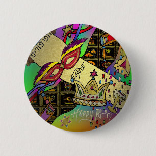 Badge Rond 5 Cm Impression d'art pour la célébration de Pourim Est