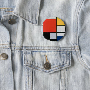 Badge Rond 5 Cm Impression de composition de Piet Mondrian rouge j