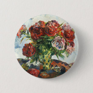 Badge Rond 5 Cm Impression de Gauguin Nature Morte avec Pivoines A