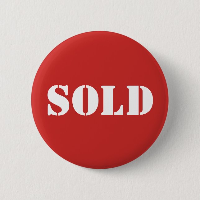 Badge Rond 5 Cm Impression de mot de typographie VENDU rouge (Devant)