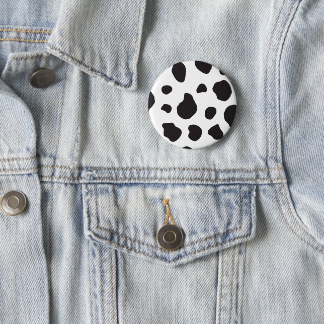 Badge Rond 5 Cm Impression De Vache, Motif De Vache, Spots De Vach (En situation)