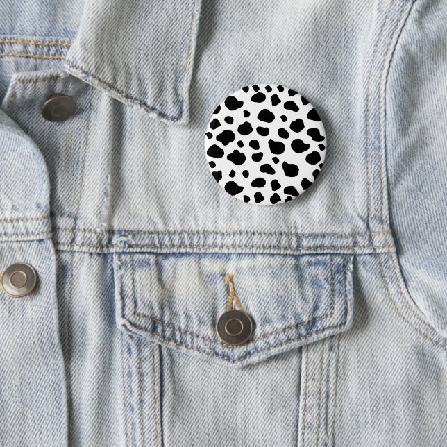 Badge Rond 5 Cm Impression De Vache, Motif De Vache, Spots De Vach (En situation)