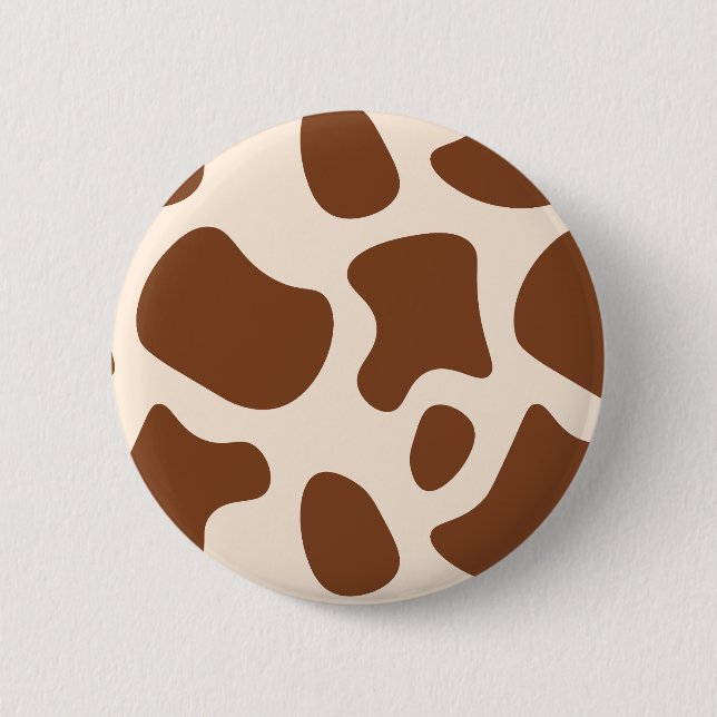 Badge Rond 5 Cm Impression de vache rose et Brown (Devant)