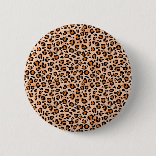 Badge Rond 5 Cm Impression léopard orange et marron
