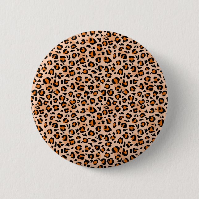 Badge Rond 5 Cm Impression léopard orange et marron (Devant)