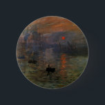 Badge Rond 5 Cm Impression Sunrise par Claude Monet, Art Vintage<br><div class="desc">Impression, Sunrise (1872) de Claude Monet est une vintage impressionnisme de peinture marine d'art. La position du soleil semble qu'il pourrait aussi être un coucher de soleil. Un paysage maritime au port du Havre, France avec plusieurs bateaux au premier plan au lever du soleil. À propos de l'artiste : Claude...</div>