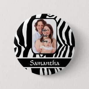 Badge Rond 5 Cm Impression zèbre noir et blanc
